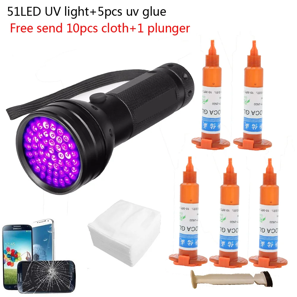 51 LEDs Luz UV 5pcs/Lote 5g TP - Liquid Uv Glue Kit avaliação e preço